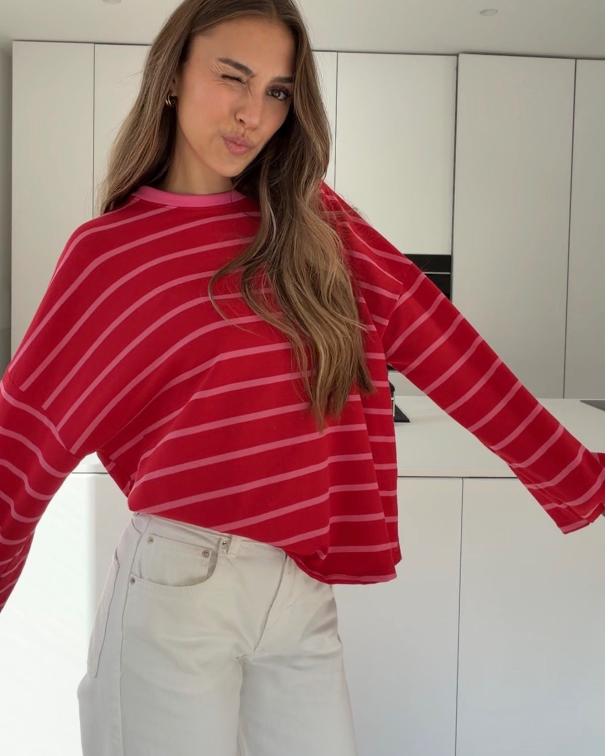 STRIPED LONGSLEEVE RED PINKY RED – Rot | avenuegirls.de Damenmode