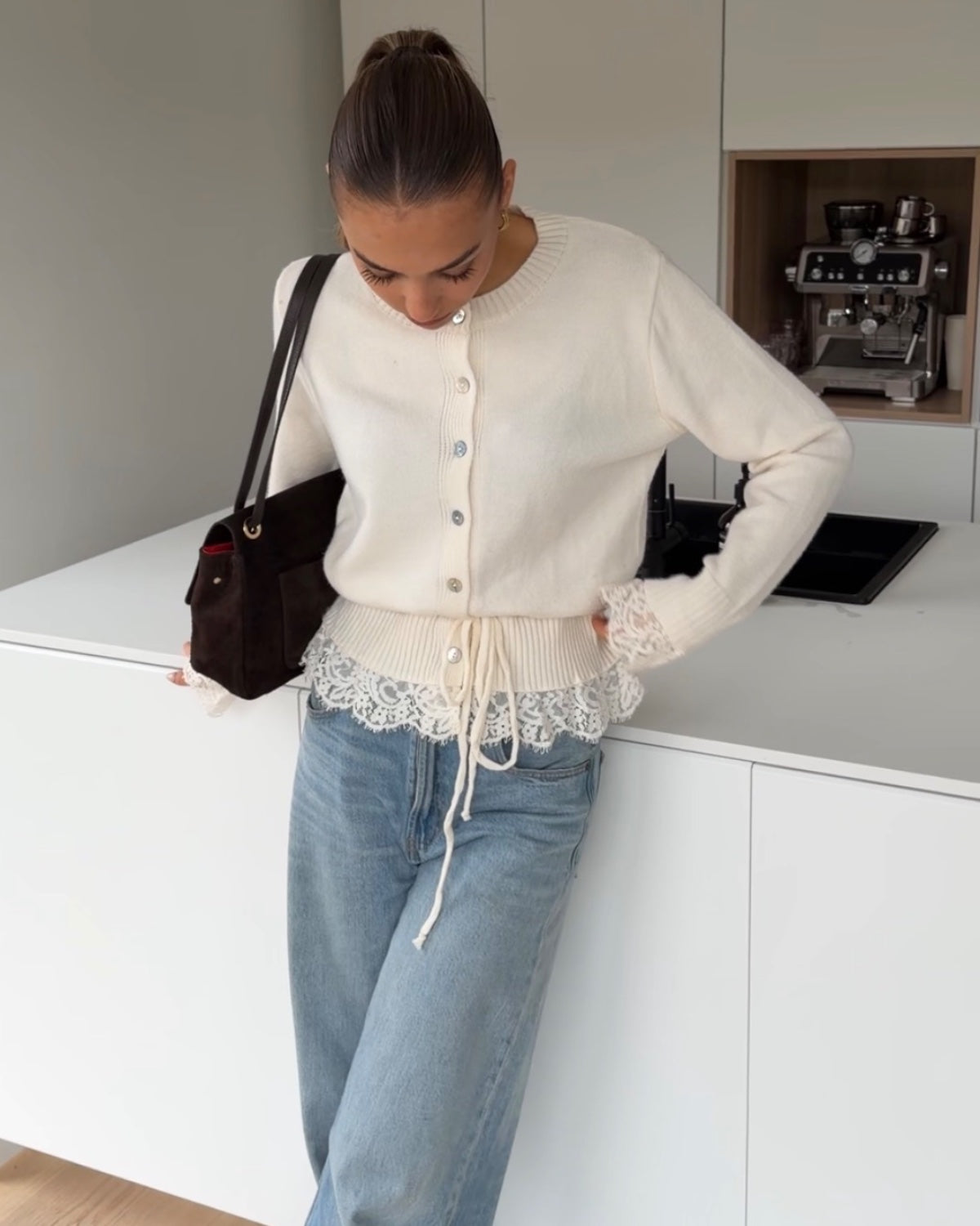 LACE CARDIGAN CREAM – Creme | avenuegirls.de Damenmode