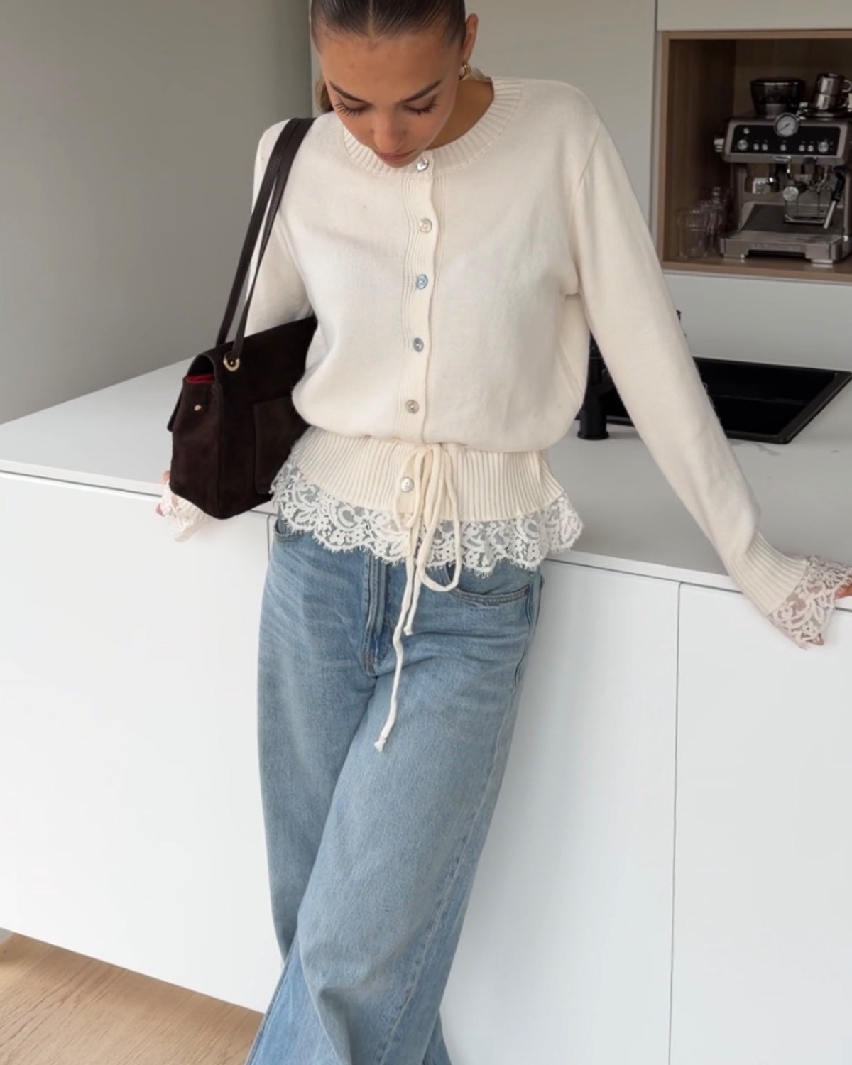 LACE CARDIGAN CREAM – Creme | avenuegirls.de Damenmode