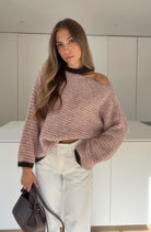 STRIPED CUTOUT SWEATER PINK – Rosa | avenuegirls.de Damenmode