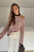 STRIPED CUTOUT SWEATER PINK – Rosa | avenuegirls.de Damenmode