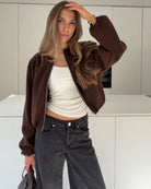 ZIP JACKET BROWN – Braun | avenuegirls.de Damenmode