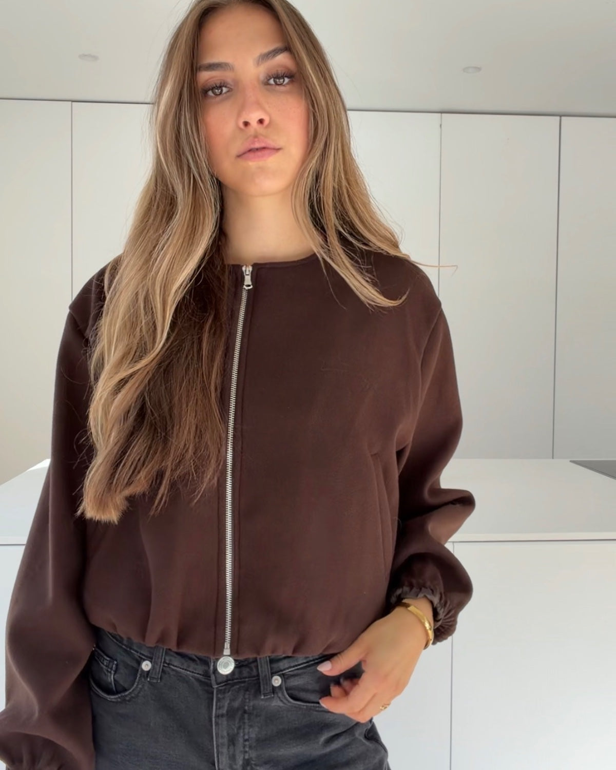 ZIP JACKET BROWN – Braun | avenuegirls.de Damenmode