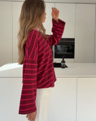 STRIPED LONGSLEEVE BURGUNDY-PINKY BURGUNDY-PINK – Bordeaux-Pink | avenuegirls.de Damenmode
