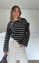 STRIPED LONGSLEEVE BLACK BLACK-WHITE – Schwarz-Weiß | avenuegirls.de Damenmode