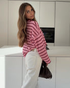 STRIPED LONGSLEEVE PINK PINK – Rosa | avenuegirls.de Damenmode