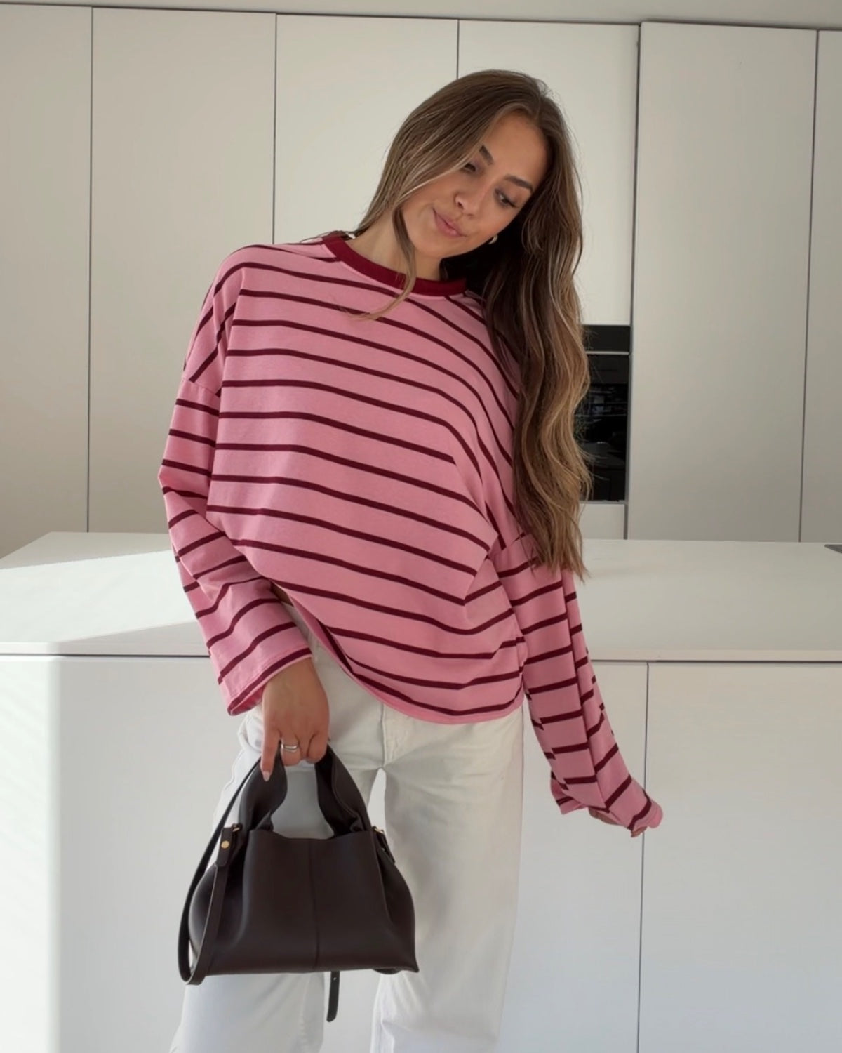 STRIPED LONGSLEEVE PINK PINK – Rosa | avenuegirls.de Damenmode