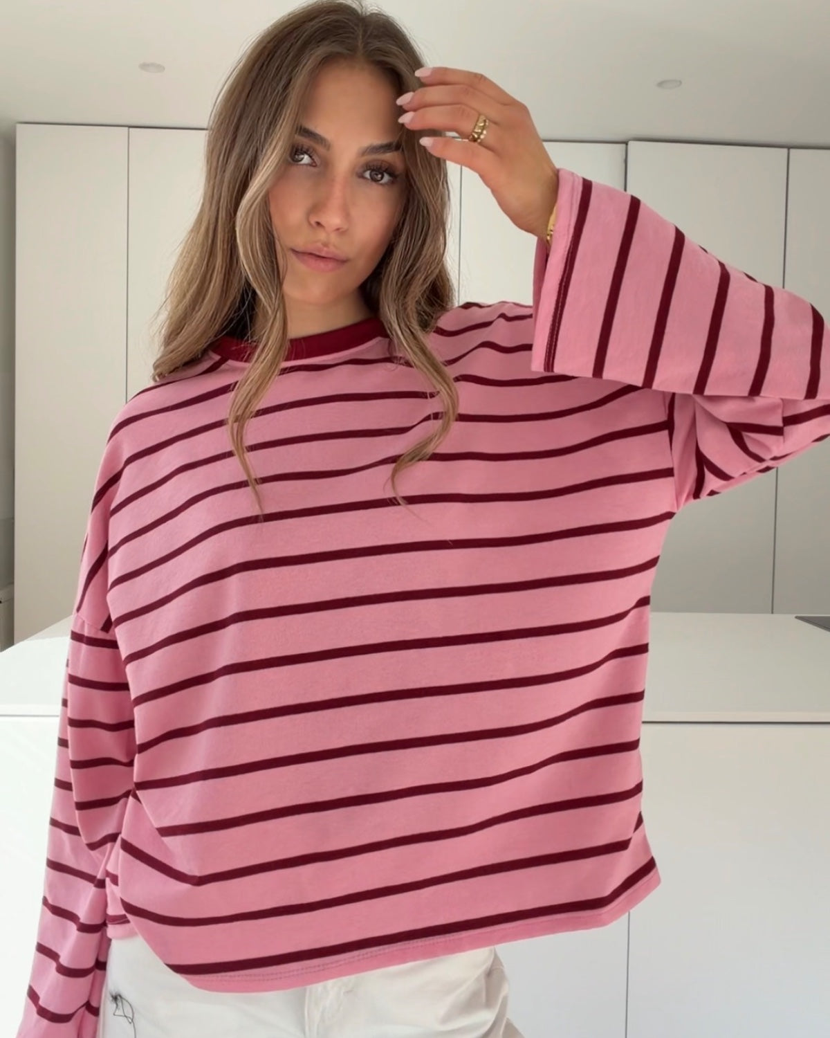 STRIPED LONGSLEEVE PINK PINK – Rosa | avenuegirls.de Damenmode