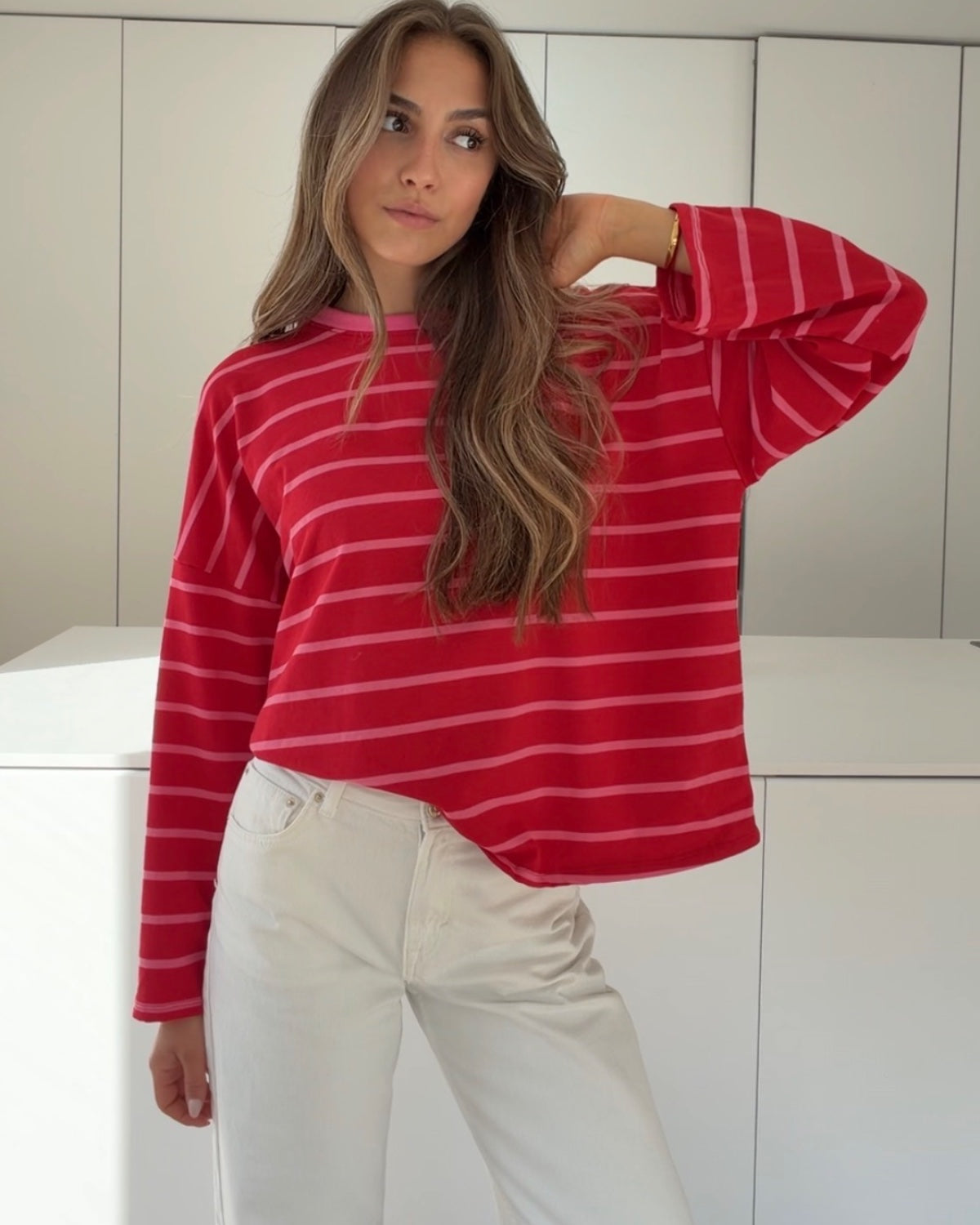 STRIPED LONGSLEEVE RED PINKY RED – Rot | avenuegirls.de Damenmode