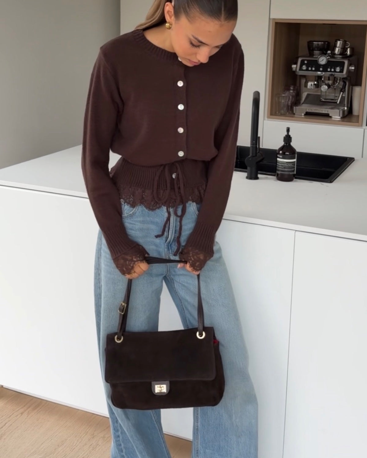 LACE CARDIGAN BROWN – Braun | avenuegirls.de Damenmode