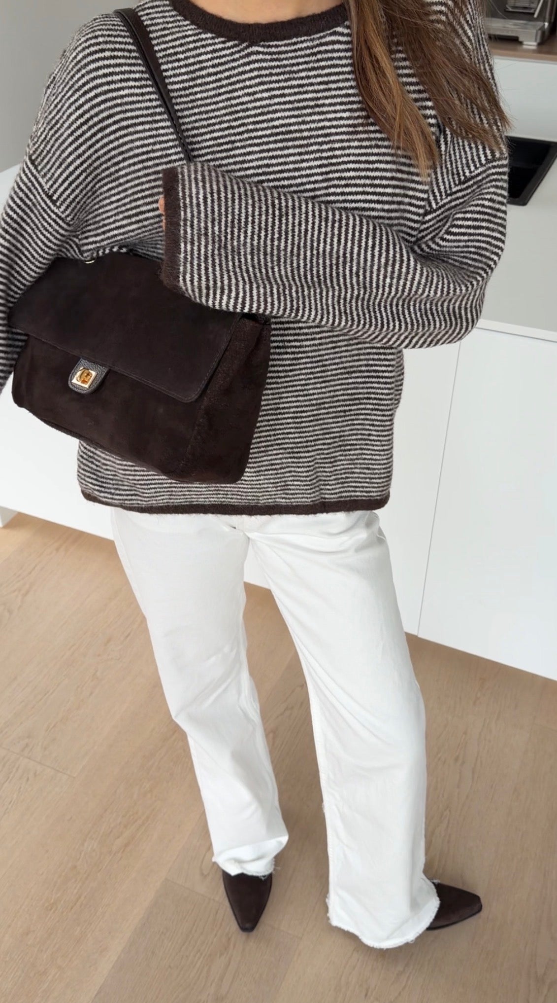 SOFT SMALL STRIPED PULLOVER BROWN-WHITE – Braun-Weiß | avenuegirls.de Damenmode