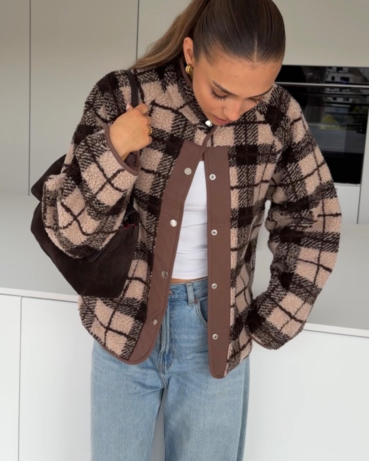 KARO BUTTON JACKET BROWN – Braun | avenuegirls.de Damenmode