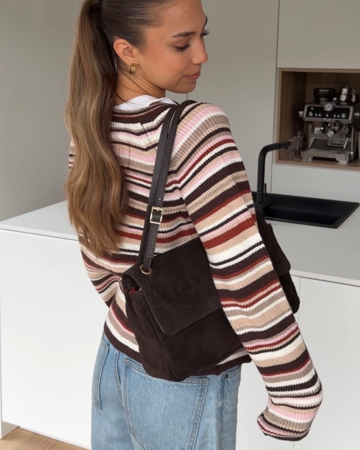 COLORFUL CARDIGAN BROWN-PINK – Braun-Rosa | avenuegirls.de Damenmode