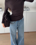 LONGSLEEVE DRAPIERT BROWN – Braun | avenuegirls.de Damenmode